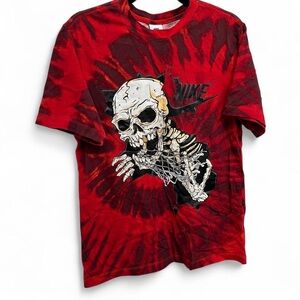 Nike Red and Black Tie-Dye T-Shirt